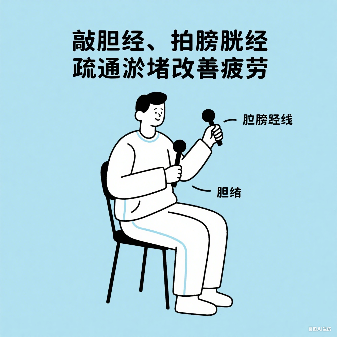 久坐族必学：敲胆经、拍膀胱经，疏通淤堵改善疲劳的简易经络法
