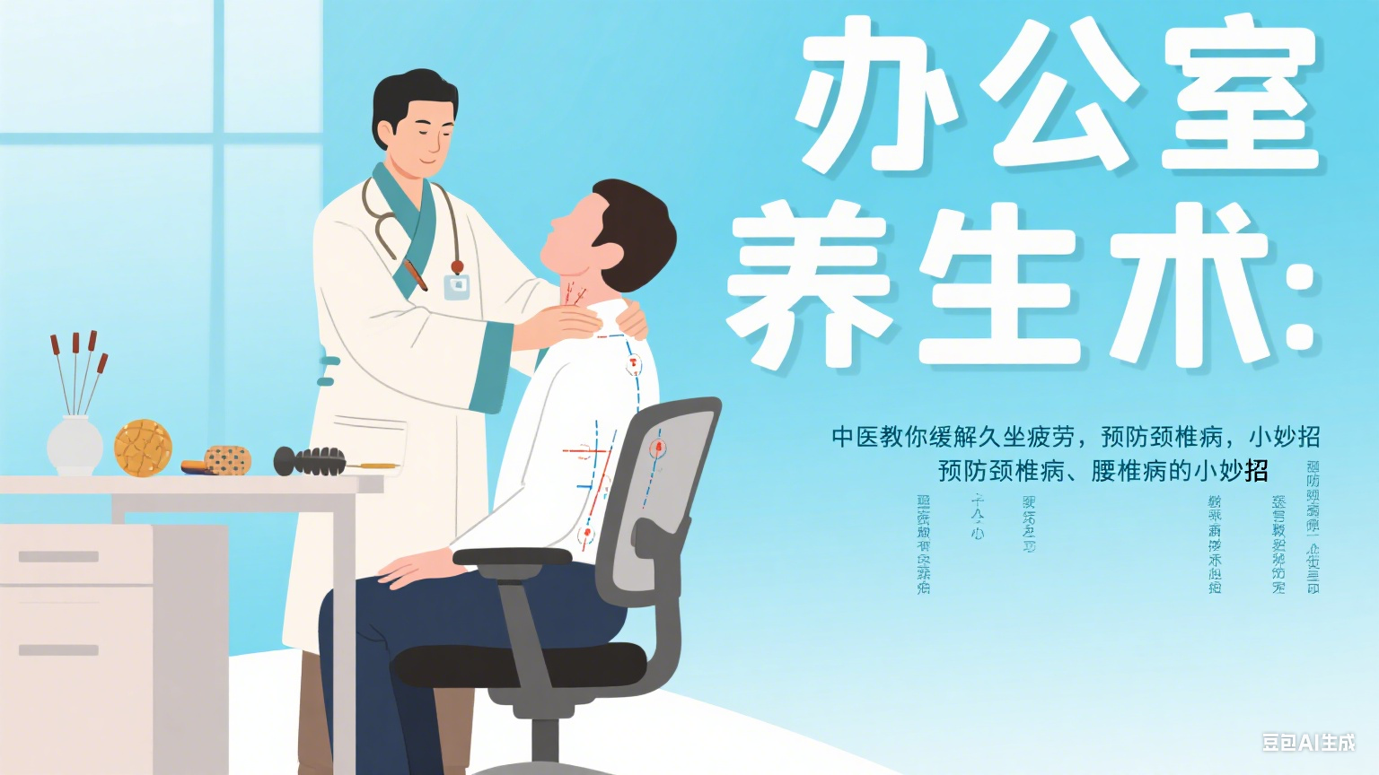 办公室养生术：中医教你缓解久坐疲劳，预防颈椎病、腰椎病的小妙招