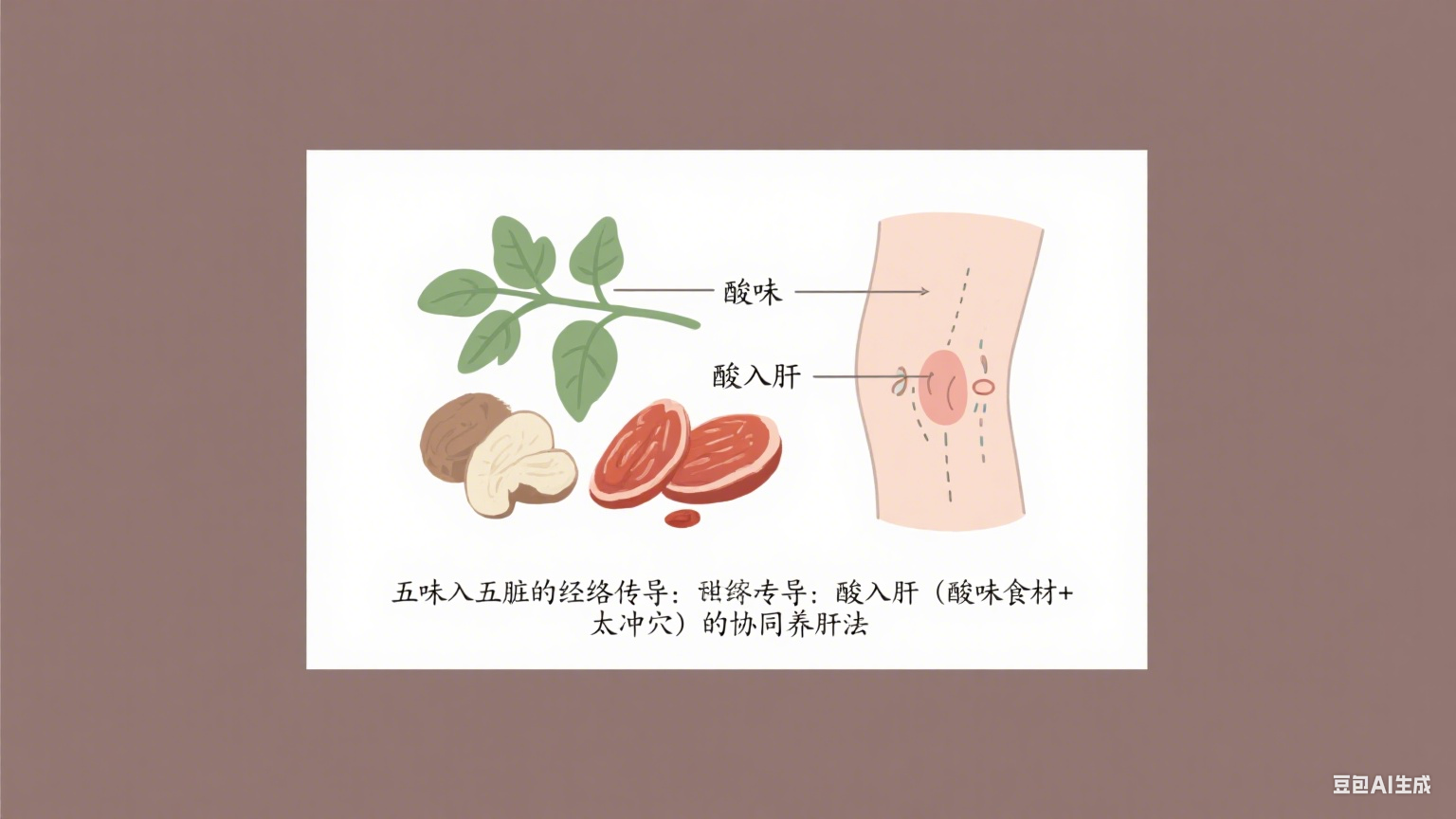 五味入五脏的经络传导：酸入肝（酸味食材 + 太冲穴）的协同养肝法